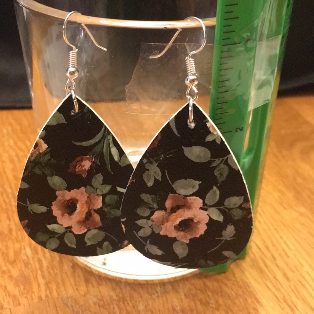 Faux leather handmade earrings light weight